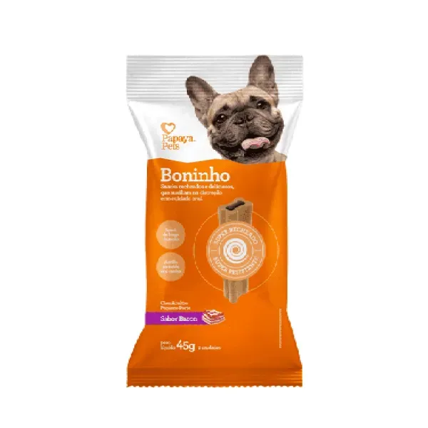 Petisco Boninho Bacon Cães Raças Pequenas Papaya Pets 45 g