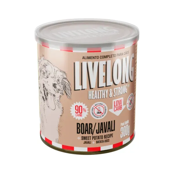 Ração Úmida Natural para Cães Livelong Javali 300g