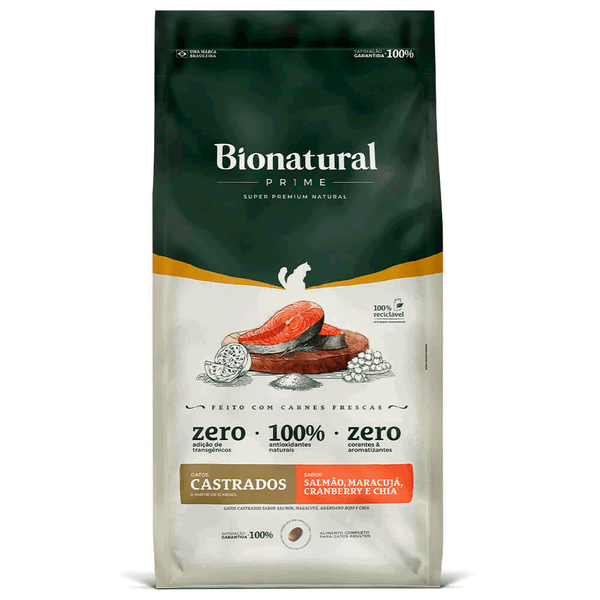 Ração Bionatural Prime Gatos Castrados Salmão 1,5 kg