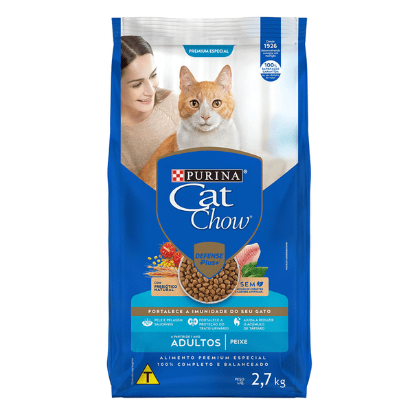 Ração Cat Chow Gatos Adultos Peixe 2,7 kg