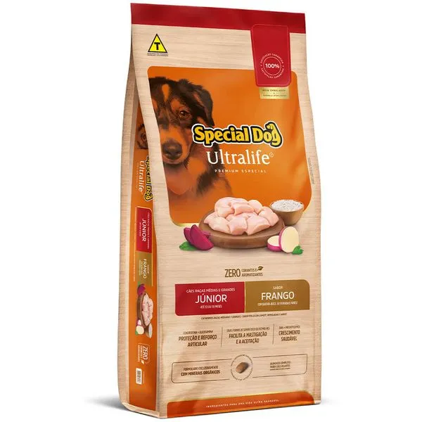 Ração Special Dog Ultralife Cães Júnior Raças Médias e Grandes Frango 15 kg