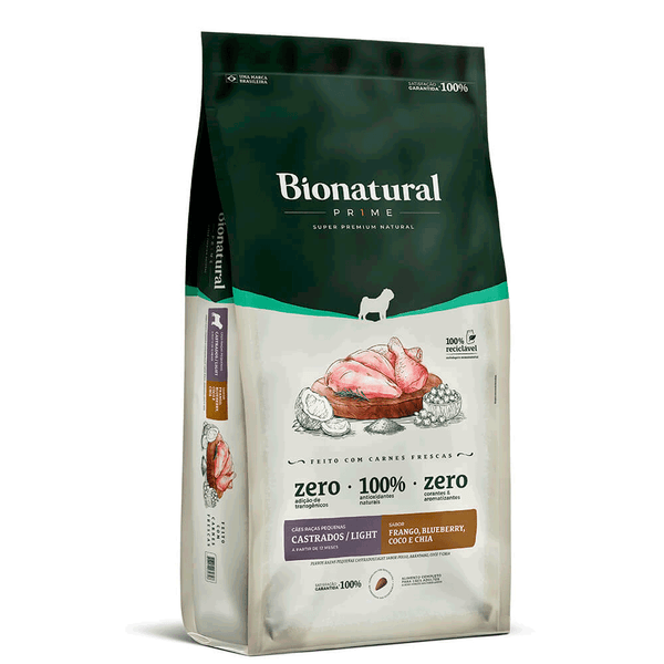 Ração Bionatural Prime Light Cães Adultos Raças Pequenas Castrados Frango 2,5 kg