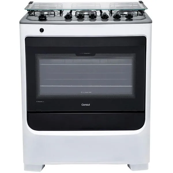 Fogão a Gás de Piso 6 Bocas Mesa em Aço Inox CFS6NAB Consul Branco / Bivolt