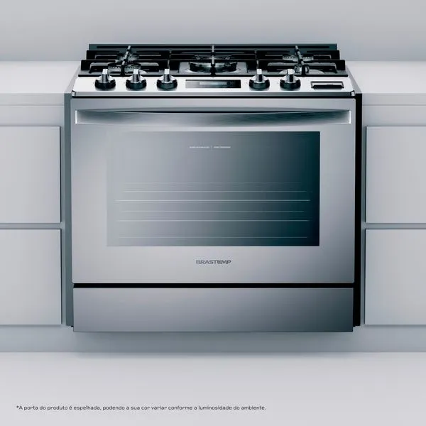 Fogão Brastemp 5 Bocas de Embutir Cor Inox Forno Elétrico com Convecção e Meat Control - BYS5CCR 220V