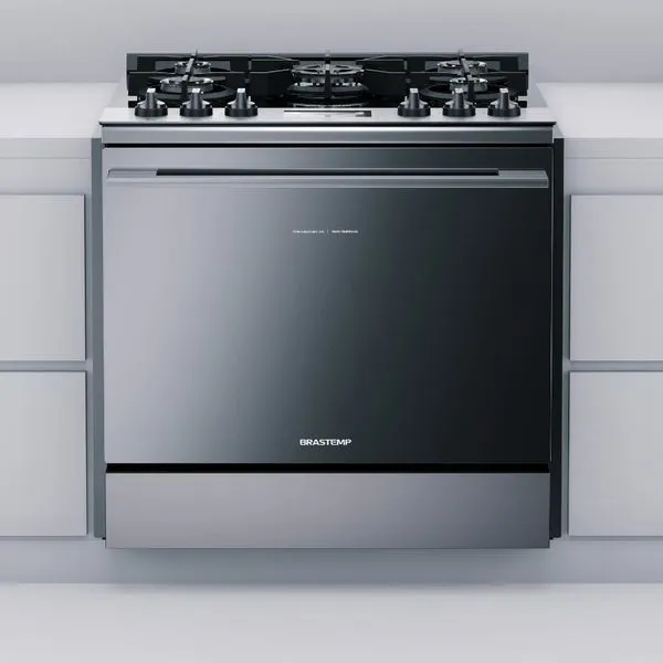 Fogão Brastemp 5 Bocas de Embutir Cor Inox com Mesa de Vidro e Touch Timer com Autodesligamento BYS5VCR - 110v