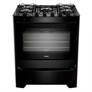 Fogão Consul 5 Bocas CFS5VBE Preto com Mesa de Vidro