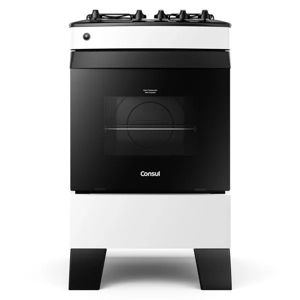 Fogão Consul 4 Bocas Branco com Mesa Esmaltada - CFO4ZAB Bivolt