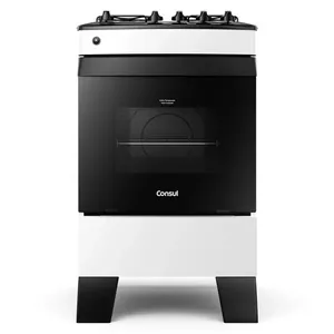 Fogão Consul 4 Bocas Branco com Mesa Esmaltada - CFO4ZAB Bivolt