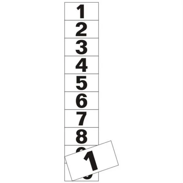 10 Placas de Poliestireno Autoadesiva 5x2.5cm Numeral 1 A 10 200 Be Sinalize Placa Poliest Num.