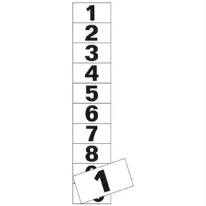 10 Placas de Poliestireno Autoadesiva 5x2.5cm Numeral 1 A 10 200 Be Sinalize Placa Poliest Num.