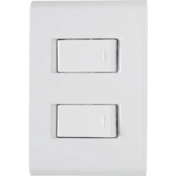Conjunto 4x2 com 2 Interruptores Simples Tramontina Liz 10 A 250 V Branco