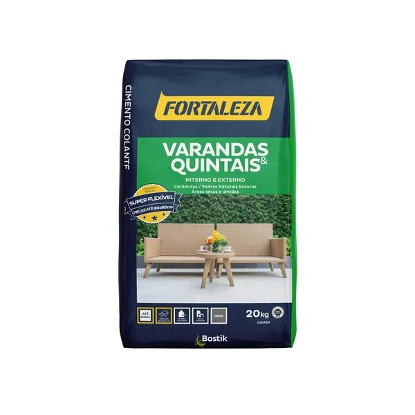 Argamassa Interna/Externa AC2 Varanda e Quintal Cinza 20kg Fortaleza Argamassa Interna/Externa ACII Varanda e Quintal Cinza 20kg Fortaleza