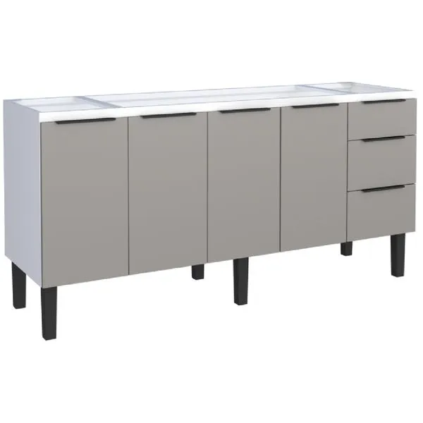 Gabinete em Aço Júpiter Cinza para Pias de 1,80 Metro com 4 Portas e 3 Gavetas - P101884 - COZIMAX GABINETE EM AÇO JÚPITER 1,44M CINZA PARA PIA 1,50 - P101884 - COZIMAX