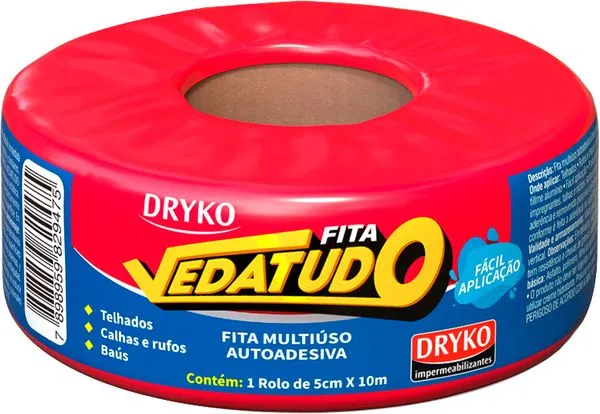 Fita Adesiva Impermeável com Manta Asfáltica Vedatudo Alumínio - DRYKO Alumínio
