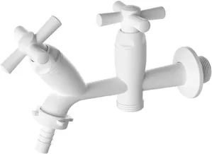 Torneira Para Tanque e Máquina de Lavar Roupa Tigre de Parede Cross 1/2" e 3/4" Branca