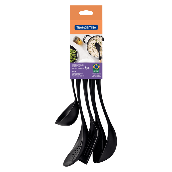 Conjunto de Colheres para Cozinha Ability Tramontina, 5 Peças, Nylon, Preto - 25199/007