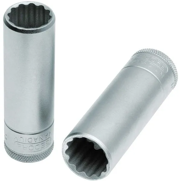 Soquete estriado longo 12 mm com encaixe de 1/2" 015706 - GEDORE
