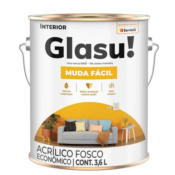 Tinta Acrílica Glasurit Muda Fácil Fosco Foto Antiga 3,6L