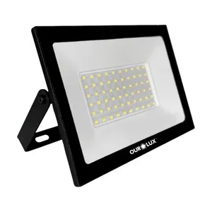 Refletor LED de Alumínio IP65 50W 4000 Lúmens Bivolt Ourolux Refletor de LED 50W IP65 4000 Lúmens Luz Branca