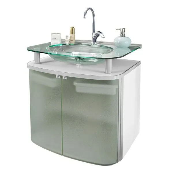Gabinete para Banheiro com Cuba Standard Incolor 62,5cm Cris Metal Gabinete para Banheiro Vidro com Cuba Cris Standard Incolor 62,5cm