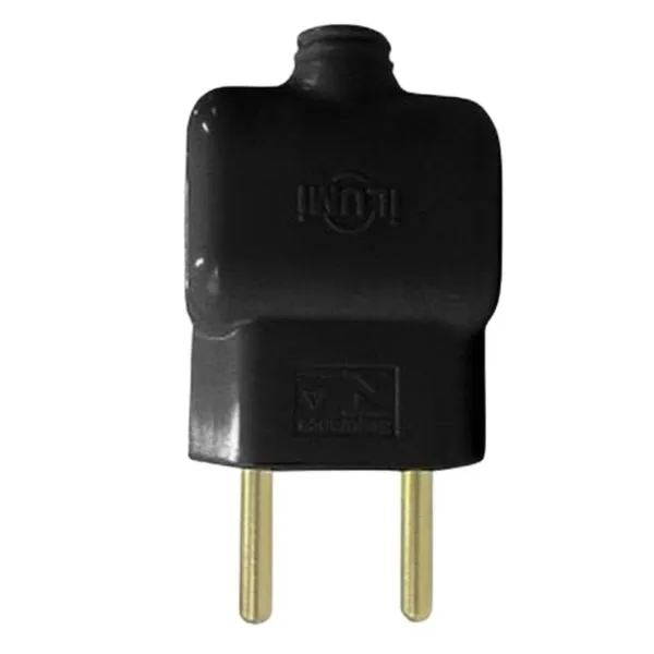 Plugue Móvel Prensa Cabo 2 Pólos 10A 250V Ilumi Plugue Móvel Prensa Cabo 2 Pólos 10 Amperes 250 V Preto