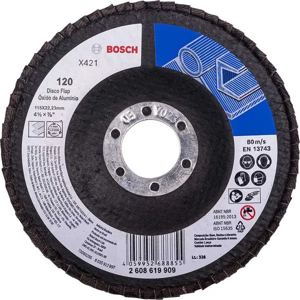 Disco de desbaste/acabamento curvo 115 mm x 22,23 mm grão 120 BOSCH
