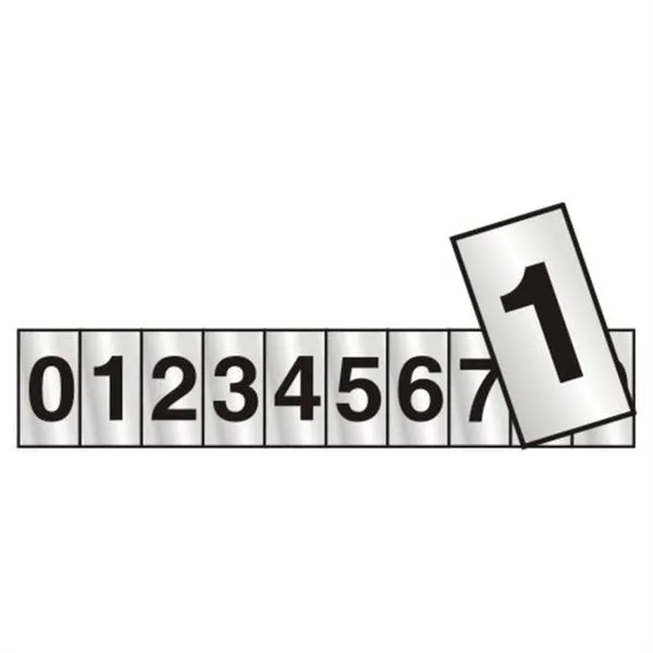 10 Placas de Alumínio Auto-Adesiva 5x2.5cm Numeral 0 a 9 - 100 CR - SINALIZE