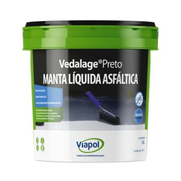 Manta Líquida Acrílica Impermeabilizante Vedalage Preto Viapol Manta Liquida Acrílica Impermeabilizante Vedalage Preto 18l Viapol