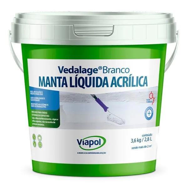 Manta Líquida Impermeabilizante Viapol Vedalage Branco GL 2,85L 3,6Kg