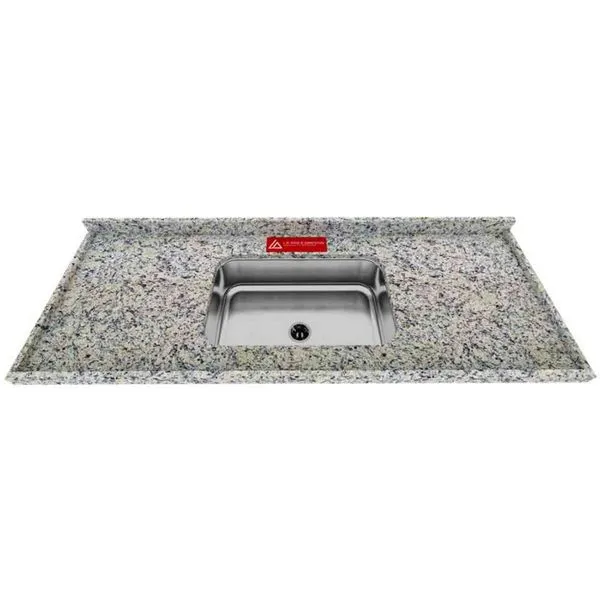 Pia para Cozinha Granito 180x56cm LA Comércio Pia para Cozinha Granito 180x56cm Bege Arabesco com Cuba Central 11cm