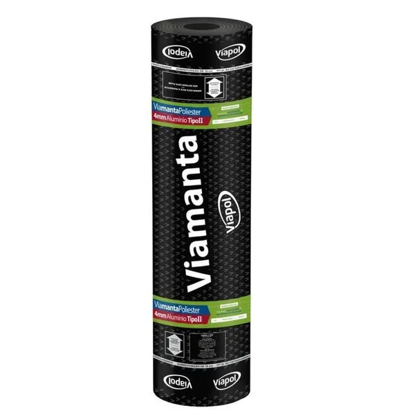 Manta Asfáltica Poliéster Alumínio Viamanta 4mm 10m Viapol Manta Asfalt Poliester Al Viamanta4mm10m Viapol Lajes e Telhados