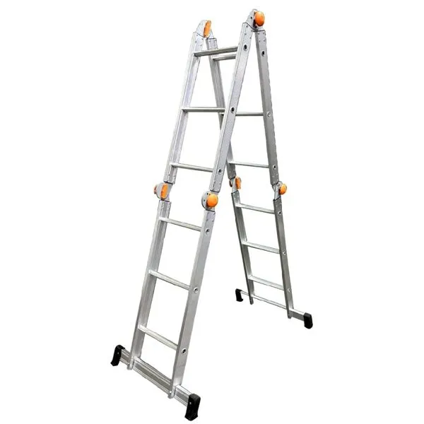 Escada de Alumínio Multiuso Articulada com Degraus Antiderrapantes 4X3 - AGATA ESCADA ALUMINIO MULTIUSO ARTICULADA 4X3 AGATA