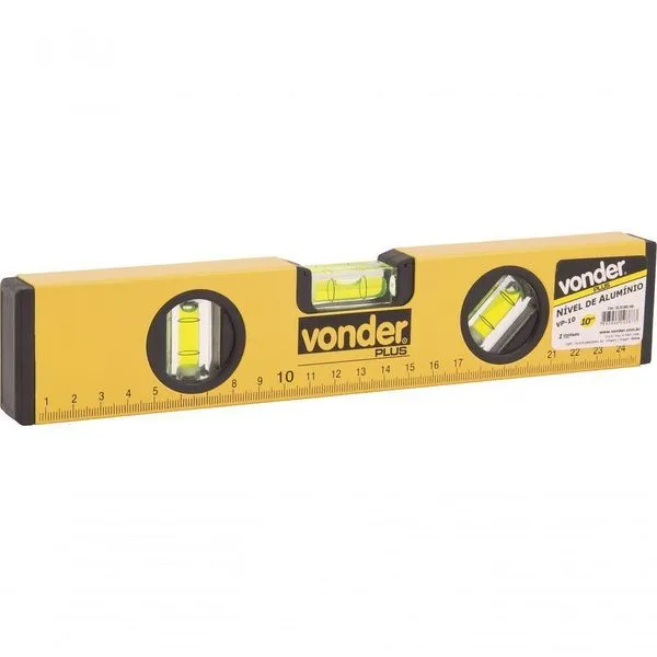 Nível Alumínio 10" 3 Bolhas - Vonder Plus