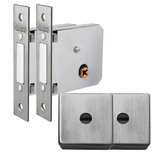 Super Trava 40mm Inox Escovado Dose Dupla - 9149-2 - Lockwell