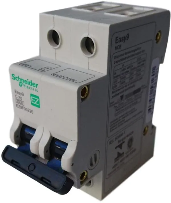 Disjuntor DIN 2 Polos Bipolar 20A Curva de Disparo C Schneider Eletric