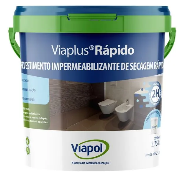 Impermeabilizante Viaplus Rápido 2h 3,75Kg Viapol Impermeabilizante Viaplus Rapido 3,75kg Viapol Cozinhas e Banheiros