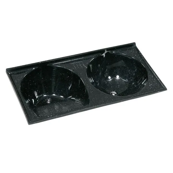 Tanque Duplo Mármore Sintético Eco 55 Litros 124x62cm Preto AJ Rorato Tanque Duplo Sintético Eco 124X62cm Preto