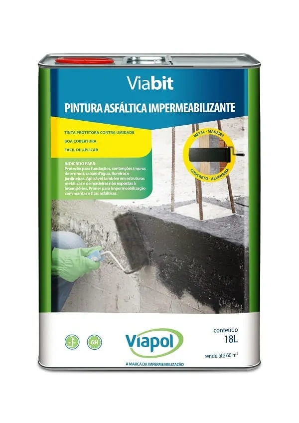 Pintura Asfáltica Impermeabilizante Viabit Viapol Pintura Asfaltica Impermeabilizante Viabit 18l Viapol