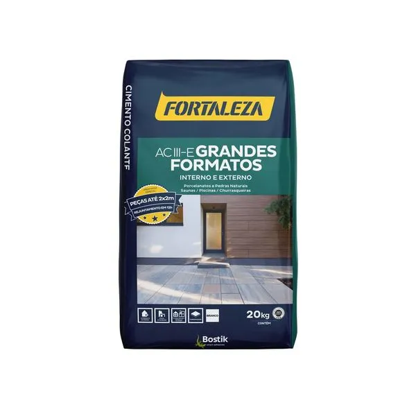 Argamassa Interna/Externa AC3-E G. Formatos Branca 20kg Fortaleza Argamassa Interna/Externa ACIII-E G. Formatos Branca 20kg Fortaleza