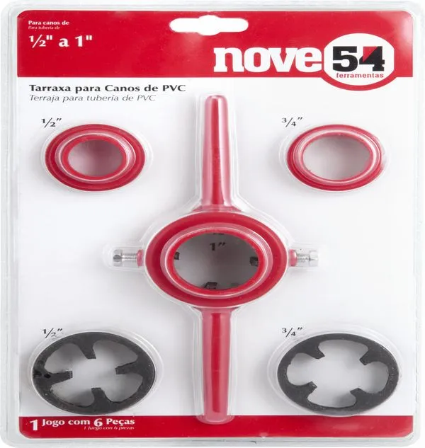 Jogo de Tarraxa com 3 Guias 1/2", 3/4" e 1" Cano PVC Nove54 Jogo Tarraxa com 3 Guias 1/2", 3/4" E 1" Cano Pvc Nove54
