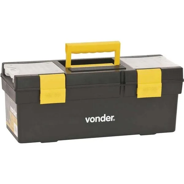 Caixa Plástica Para Ferramentas, Preta E Amarela, Com 1 Bandeja, Cpv 0400, Vonder