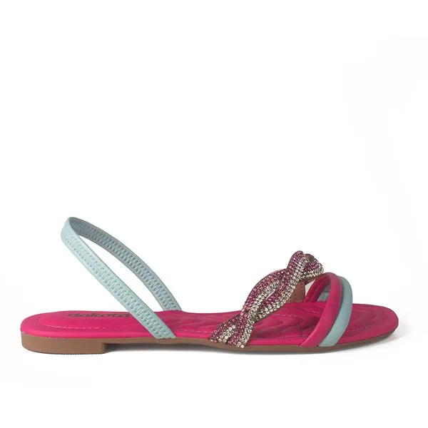 Sandália Dakota Rasteira Rosa e Azul 34