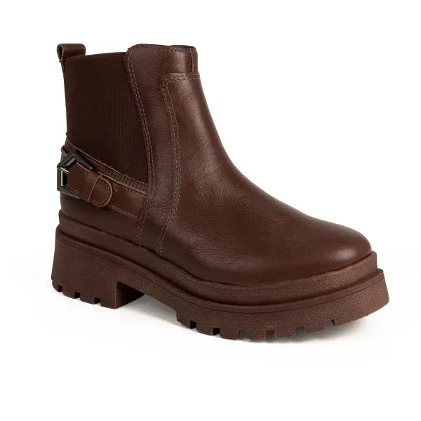 Bota Tanara de Cano Curto em Couro Marrom 37