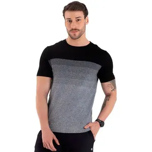 T-Shirt Sem Costura Com Listras Degradê Mescla