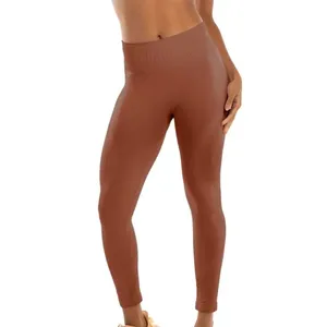 Calça Legging Fitness Sem Costura Marrom Caramelo