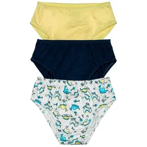 Kit 03 Cuecas Slip Infantil T-Rex-Marinho-Vanilla