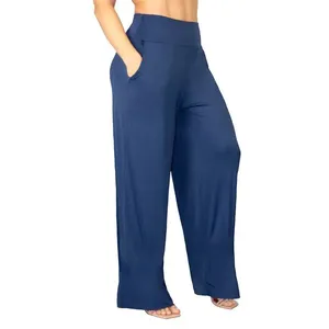 Calça Pantalona Em Basic Fit Azul Sky