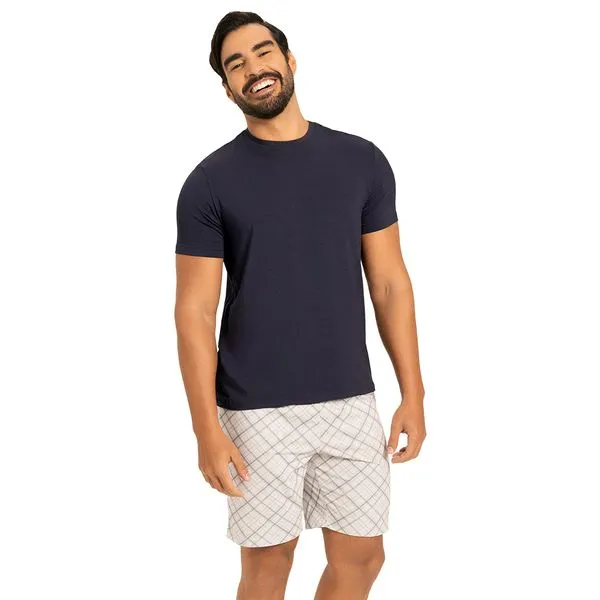 Pijama Curto Em Modal Estampa Xadrez