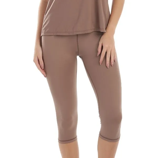 Calça Capri Fitness 3D Com Pala Dupla E Bolso Invisível Cappuccino