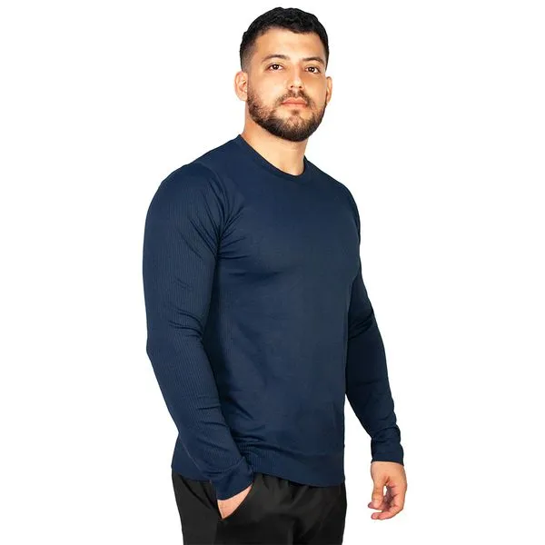 T-Shirt Sem Costura Manga Longa Azul Sky
